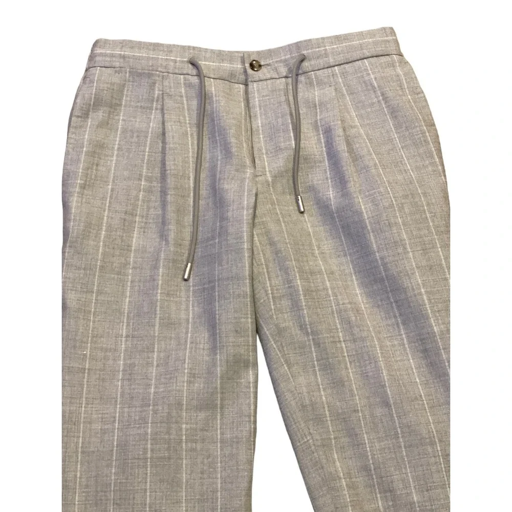 Atelier Munro‎ Wool Casual / Dress Pants Pleated Cuffed Sz 32X31 US Gray Striped